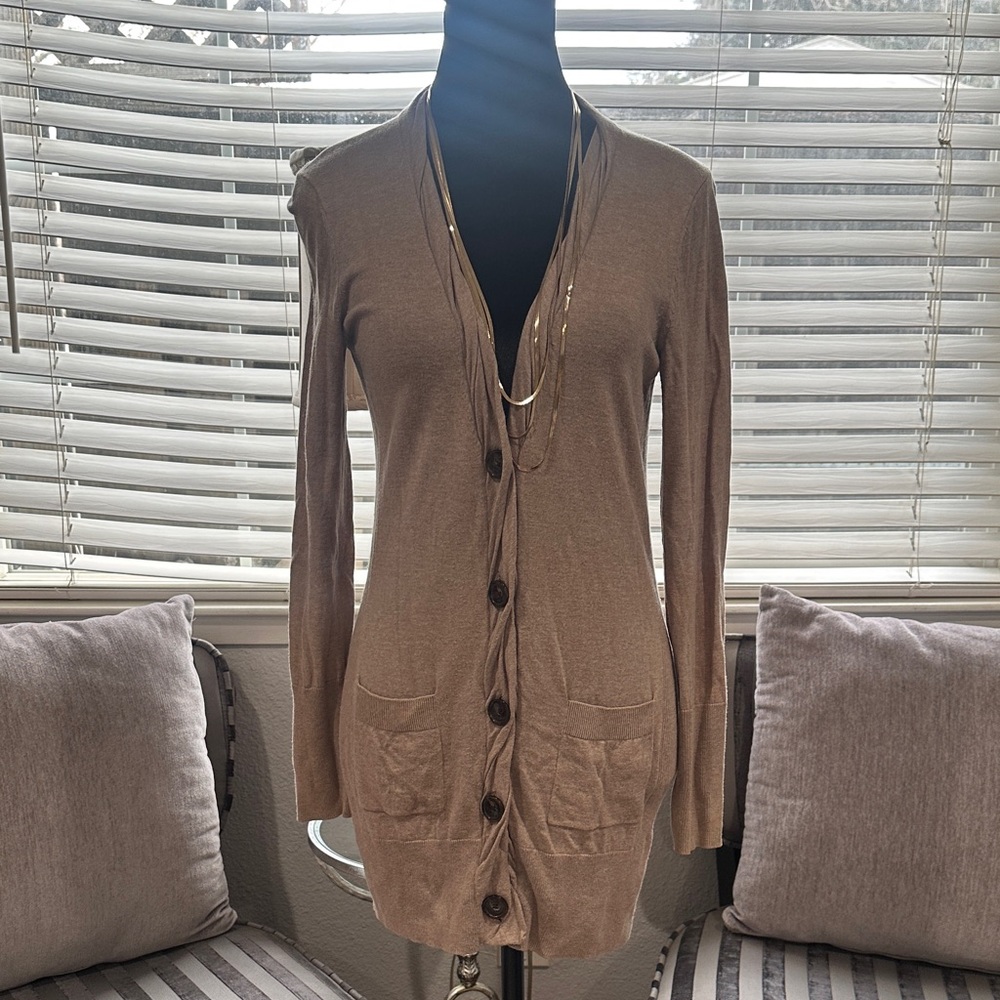 Banana Republic Beige with brown Button-Up Cardigan